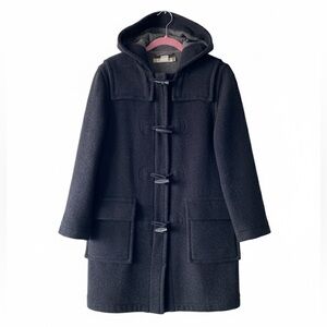 J.Crew Women's Petite S Wool Blend Hooded Duffle Coat - Charcoal Gray SP